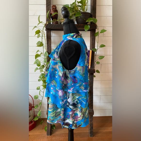 NY Collection: Blue Tiered Ruffle Top - Picture 5 of 16